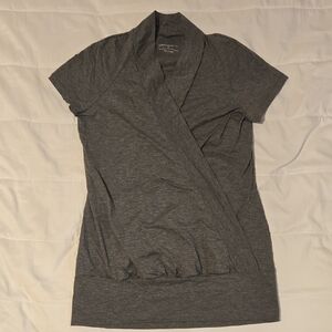 Seraphine Gray Short Sleeve Wrap Tee